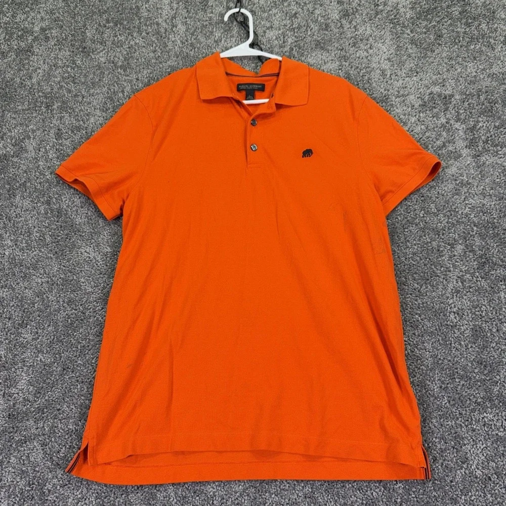 Banana Republic Polo Shirt Mens Large Orange Fitted Pique Stretch Casual Logo